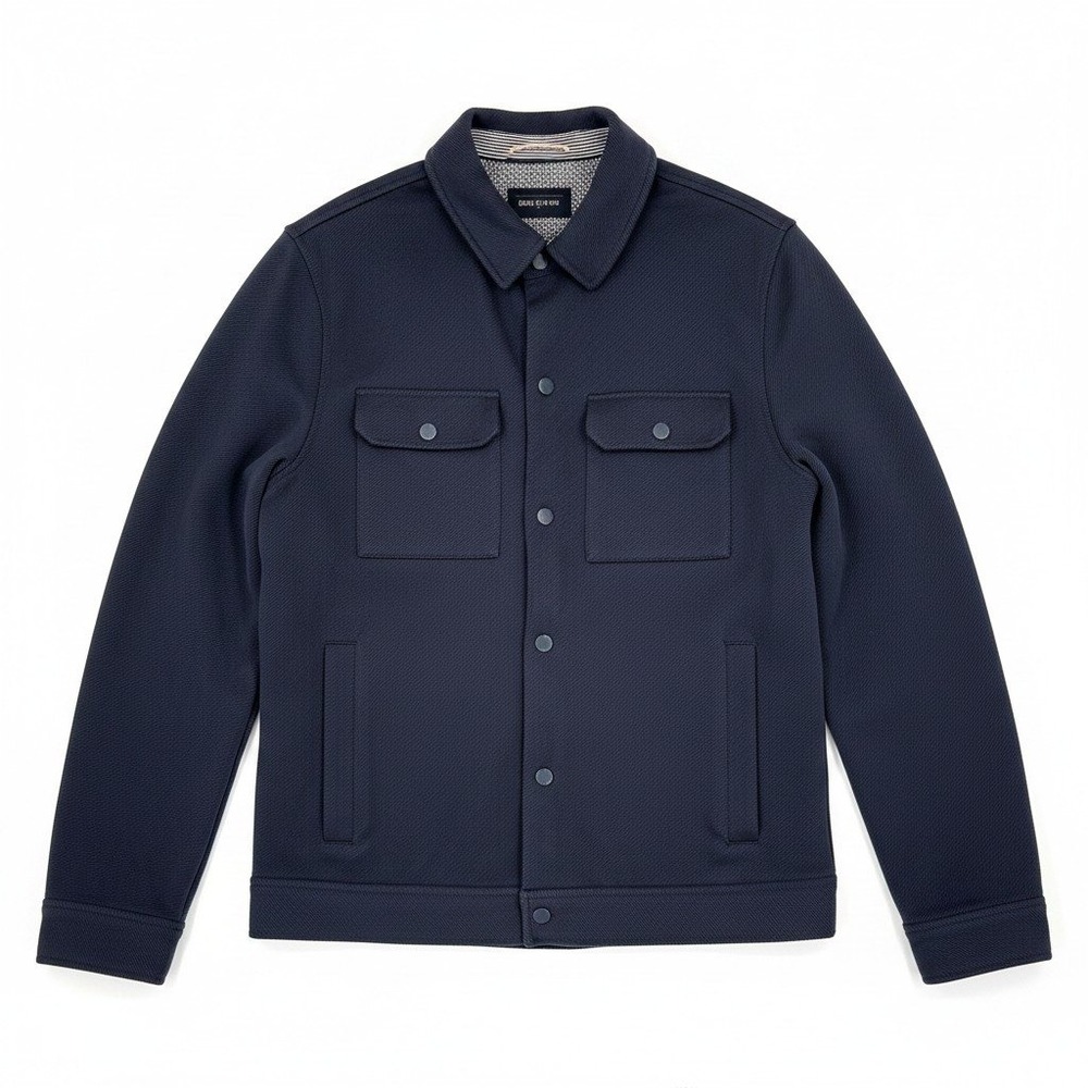 Ted Baker Dantee Jacket Button Front Twill Cotton Navy Long Sleeve Snap Pocket 3